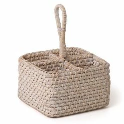 Peter's - Rattan Condiment Caddy White Wash 20x27.5x20cm