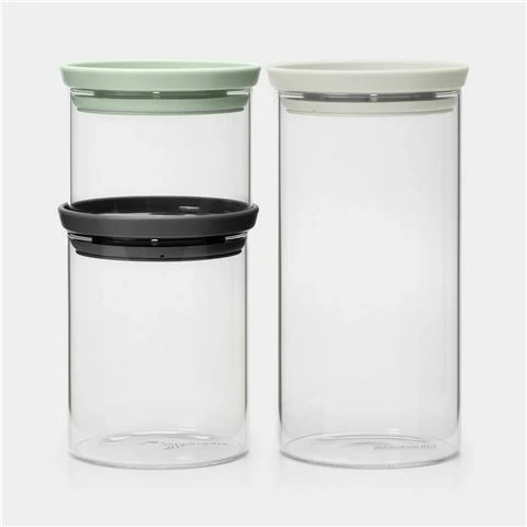Brabantia - Stackable Glass Jar Set 3pce 1 Brabantia - Stackable Glass Jar Set 3pce