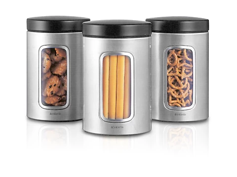 Brabantia - Canister Matte Steel Set 3pce 1 Brabantia - Canister Matte Steel Set 3pce