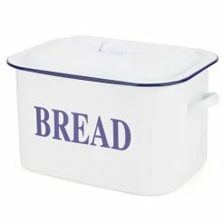 Falcon - Enamel Bread Bin Small White & Blue