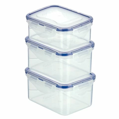 Lock & Lock - Rectangular Small Storage Container Set 3pce 1 Lock & Lock - Rectangular Small Storage Container Set 3pce