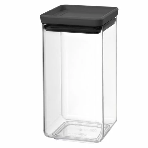 Brabantia - Stackable Square Canister Dark Grey 1.6L 1 Brabantia - Stackable Square Canister Dark Grey 1.6L